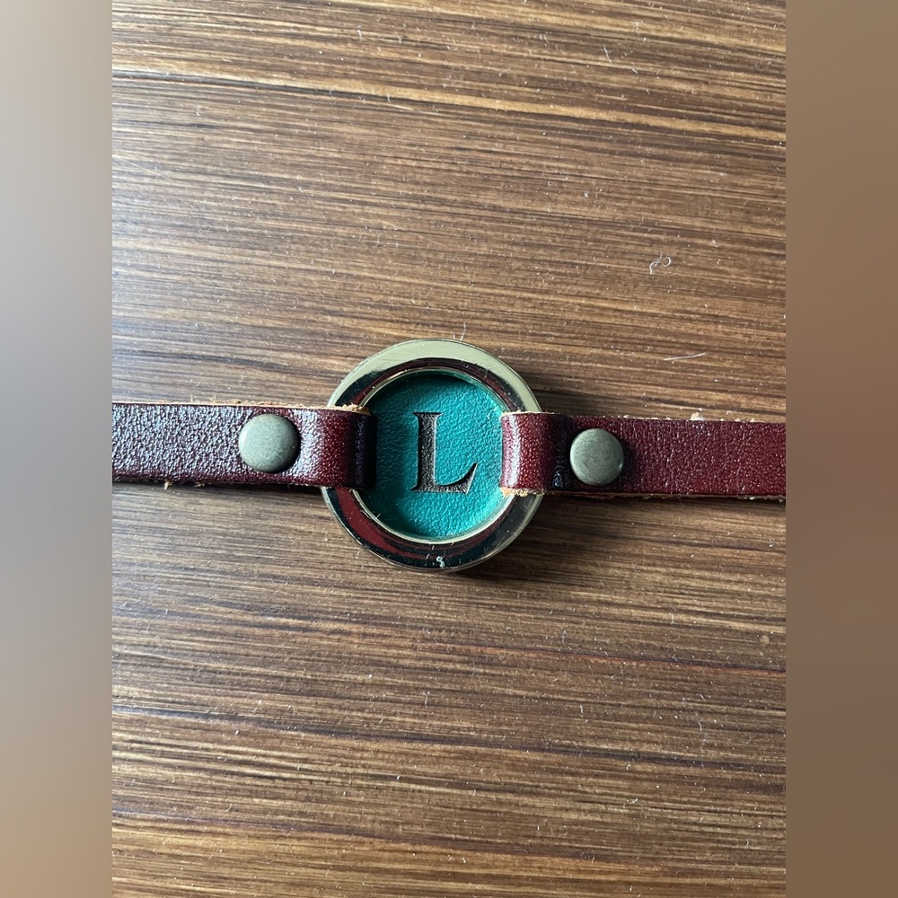 Dillon Rogers L Initial Bracelet Teal Brown